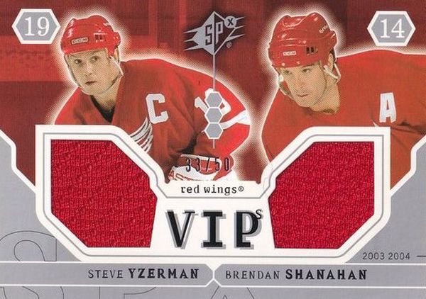 jersey karta YZERMAN/SHANAHAN 03-04 SPx VIP´s Jersey Silver /50